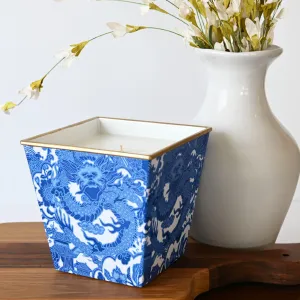 Blue & White Patterned Candle