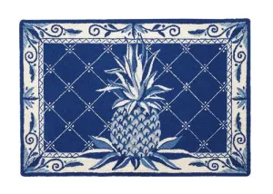 Blue Pineapple Hook Rug