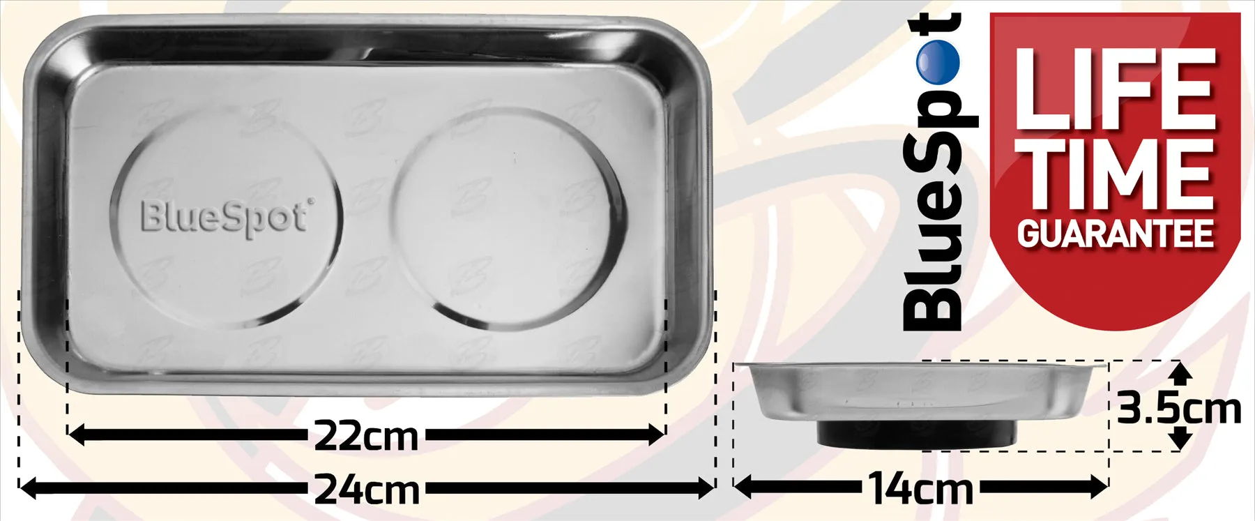 BLUESPOT 9" STAINLESS STEEL DOUBLE MAGNETIC PARTS TRAY