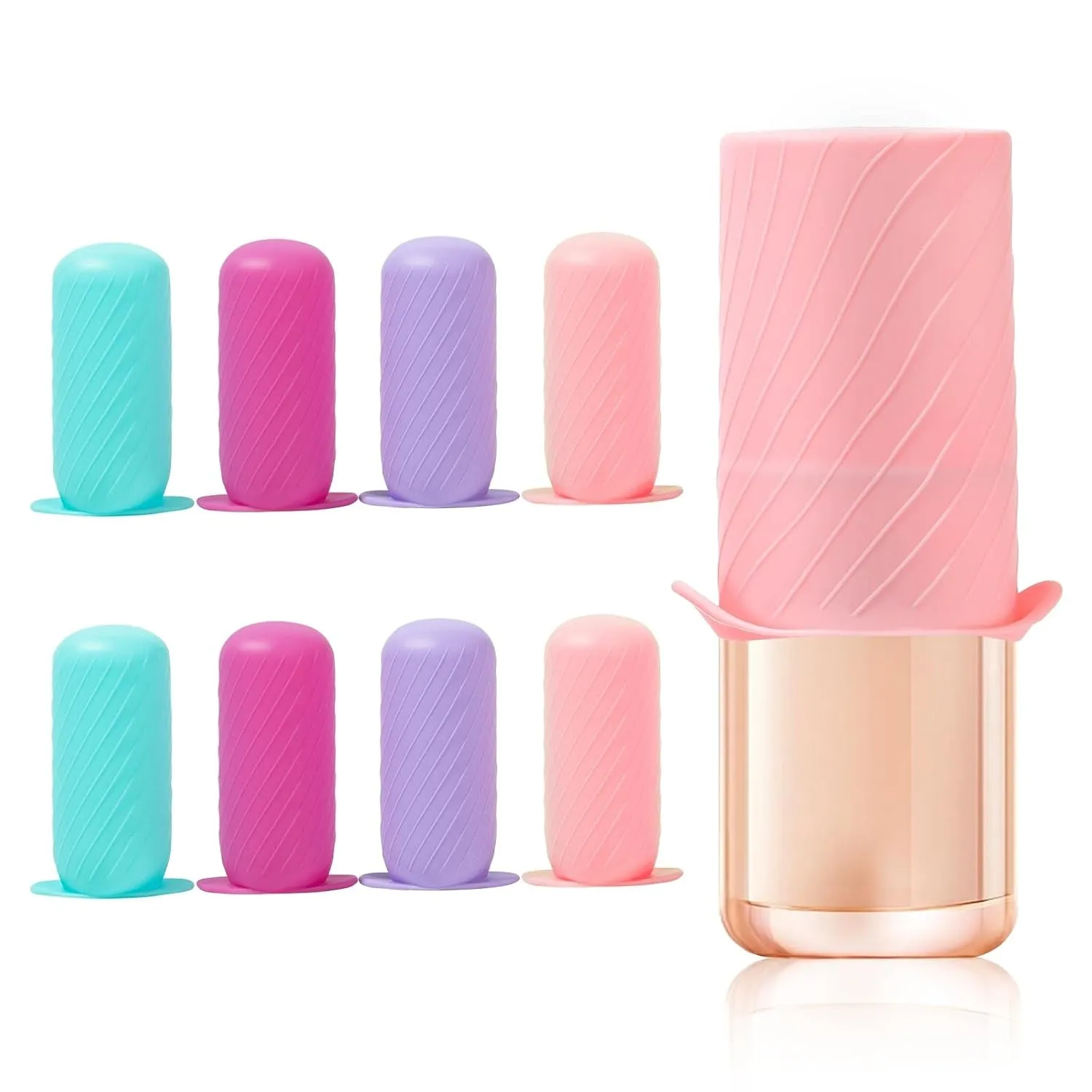 Bottle Covers for Travel, Elastic Sleeves for Leak Proofing, Travel Size Container Silicone Toiletry Sleeves, Leak Locks Travel Accessories for Shampoo Conditioner Wash Body Bottles (8Pack)