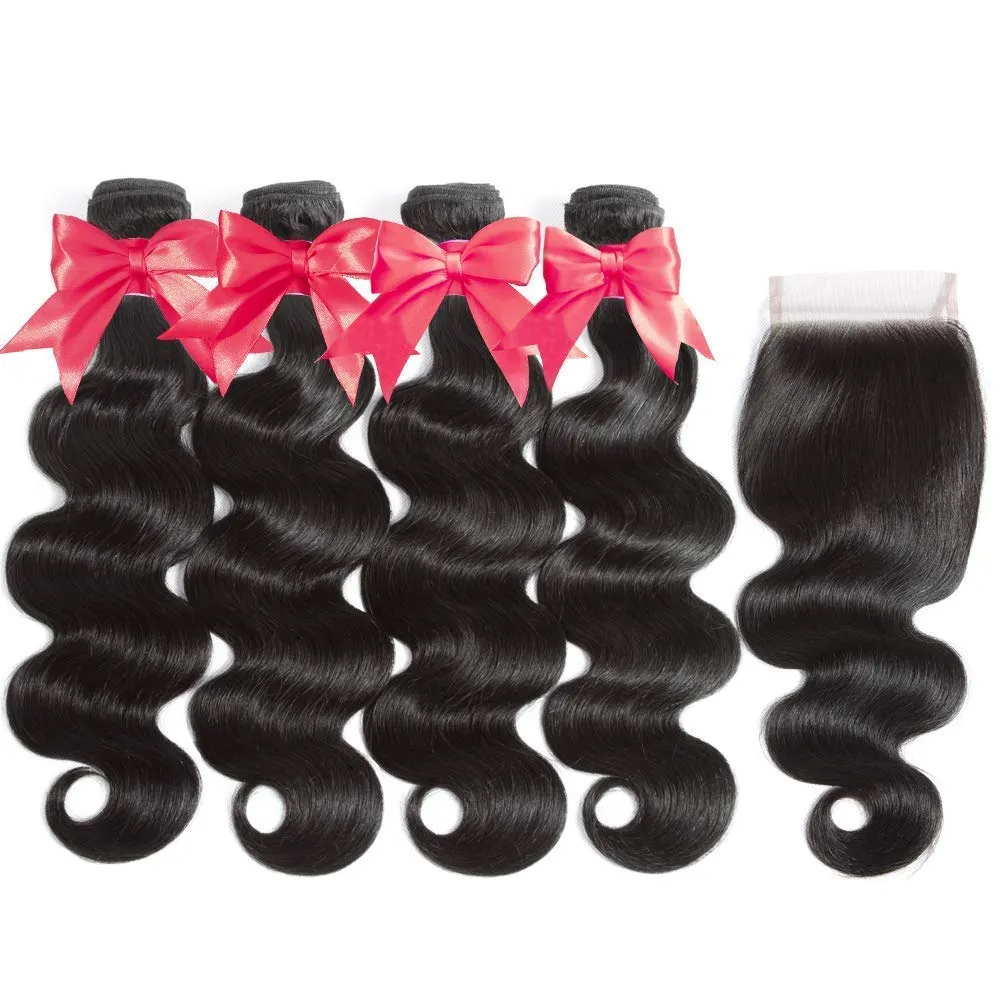 Brazilian Body Wave 4 Bundles With 4×4 Closure  MYLOCKME
