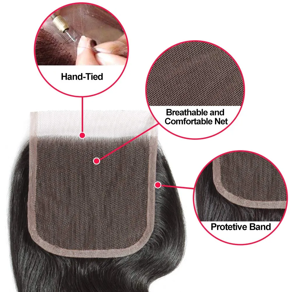 Brazilian Body Wave 4 Bundles With 4×4 Closure  MYLOCKME