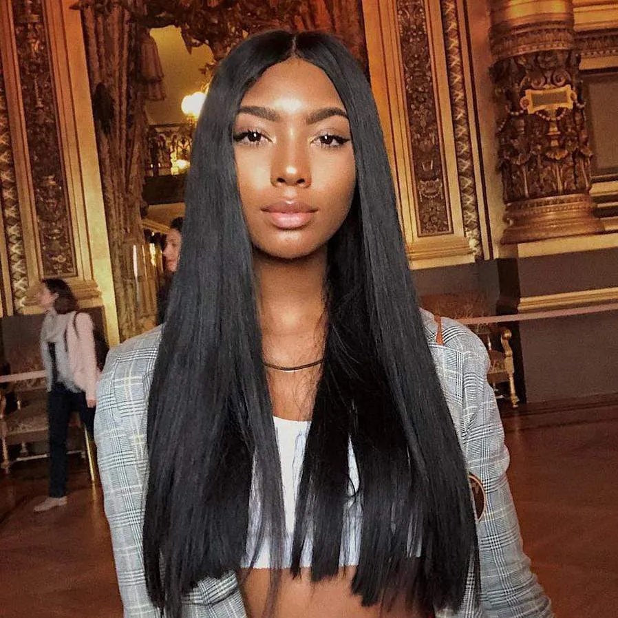 Brazilian Straight 4 Bundles With 4×4 Lace Closure 10A Grade 100% Human Remy Hair MYLOCKME