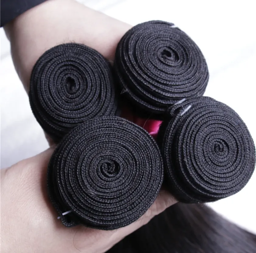 Brazilian Straight 4 Bundles With 4×4 Lace Closure 10A Grade 100% Human Remy Hair MYLOCKME