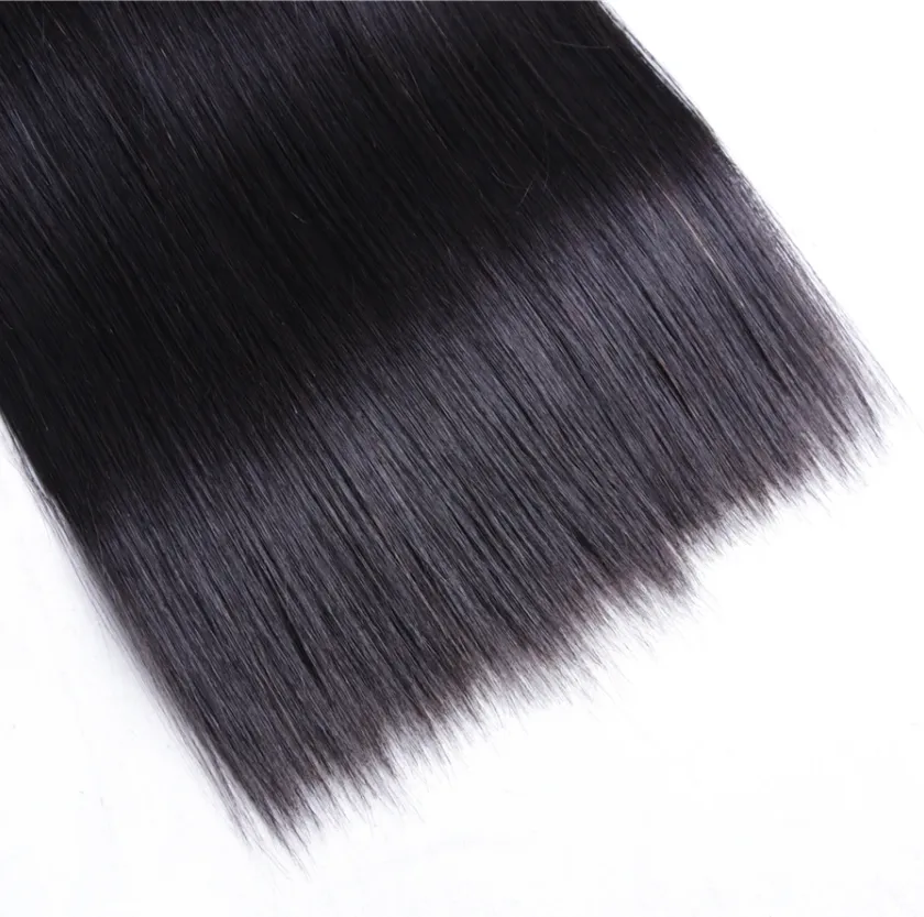 Brazilian Straight 4 Bundles With 4×4 Lace Closure 10A Grade 100% Human Remy Hair MYLOCKME