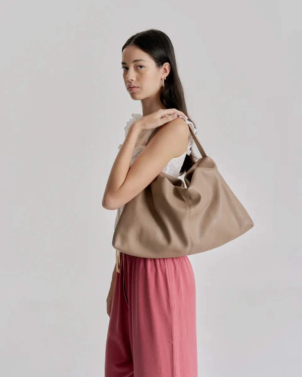 Brie Leon Harlow Slouch Tote Bag - Stone Nappa