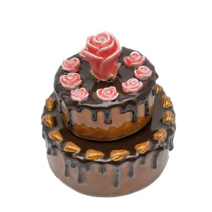 Brown Birthday Cake music box plays Happy Birthday