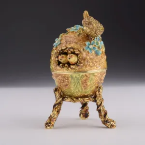 Brown Faberge Egg with Owls Nest
