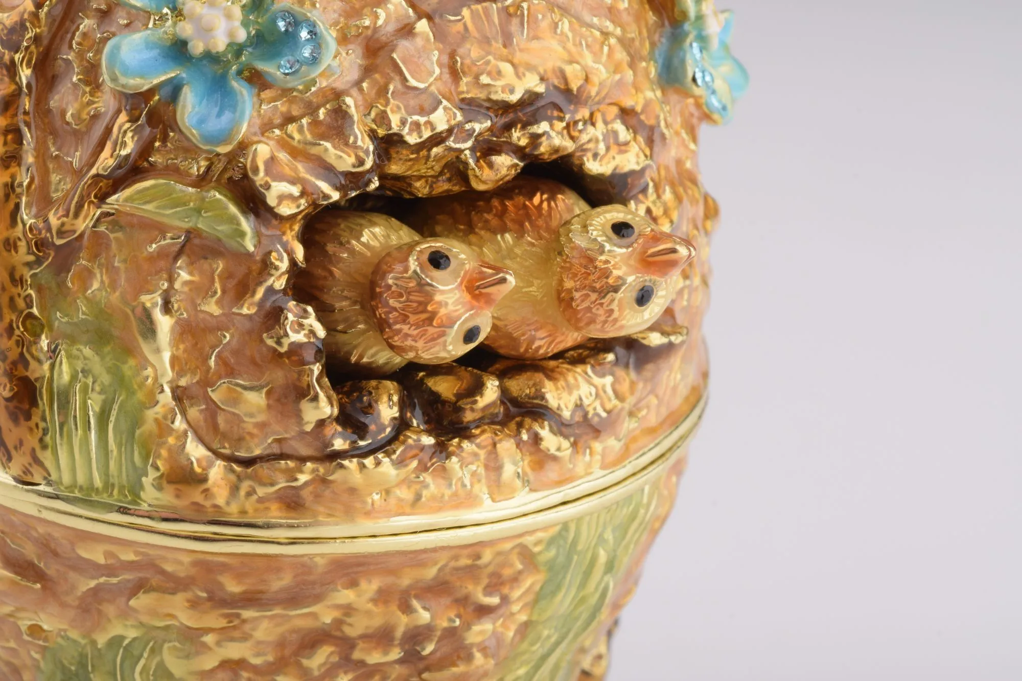 Brown Faberge Egg with Owls Nest
