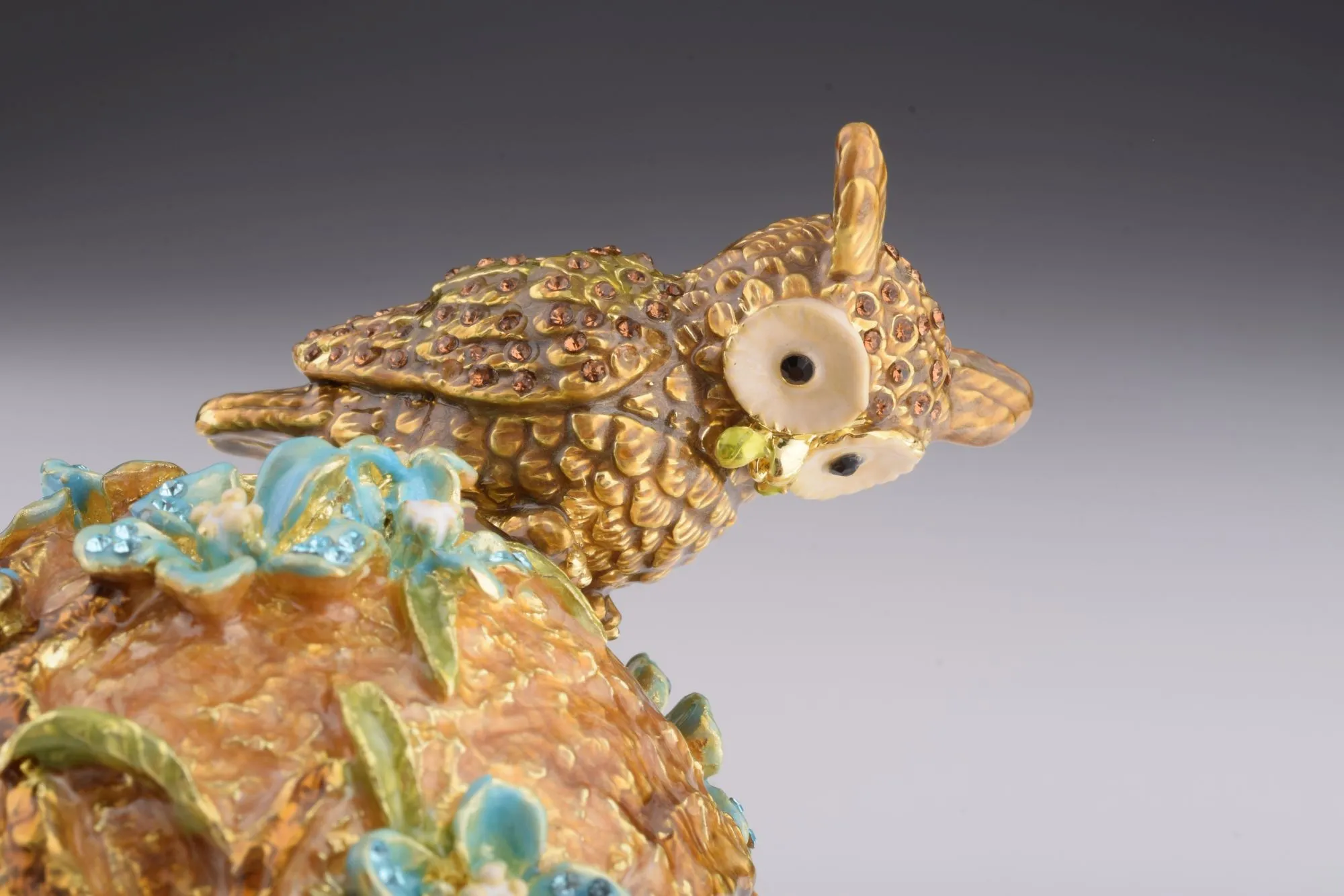 Brown Faberge Egg with Owls Nest