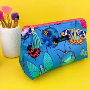 Buggin Blue Medium Makeup Bag. Kasey Rainbow Design.