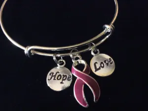 Burgundy Awareness Ribbon Expandable Charm Bracelet Adjustable Bangle Love Hope Inspirational