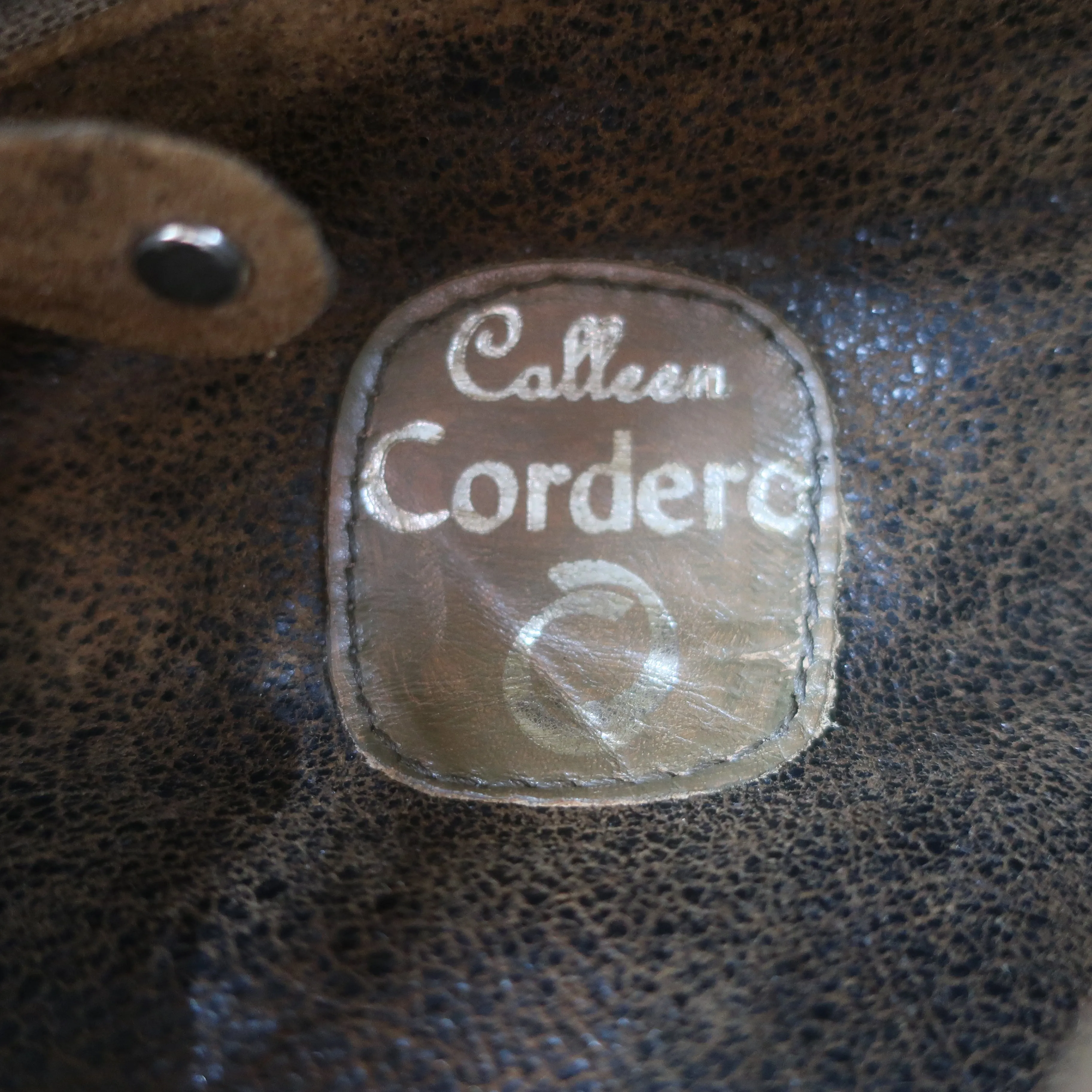 Calleen Cordero Medium Studded Crossbody Flap Bag Brown Distressed Leather