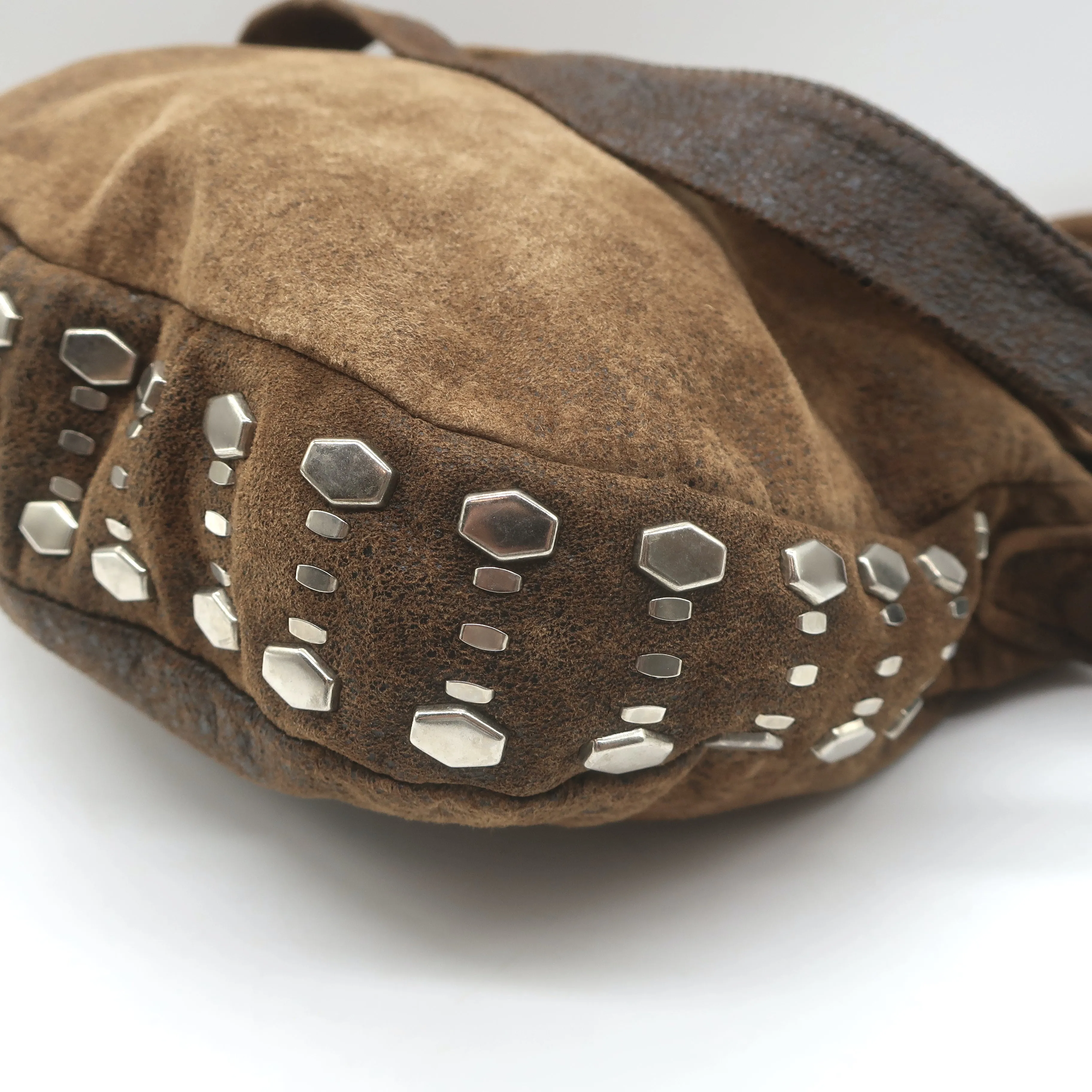 Calleen Cordero Medium Studded Crossbody Flap Bag Brown Distressed Leather