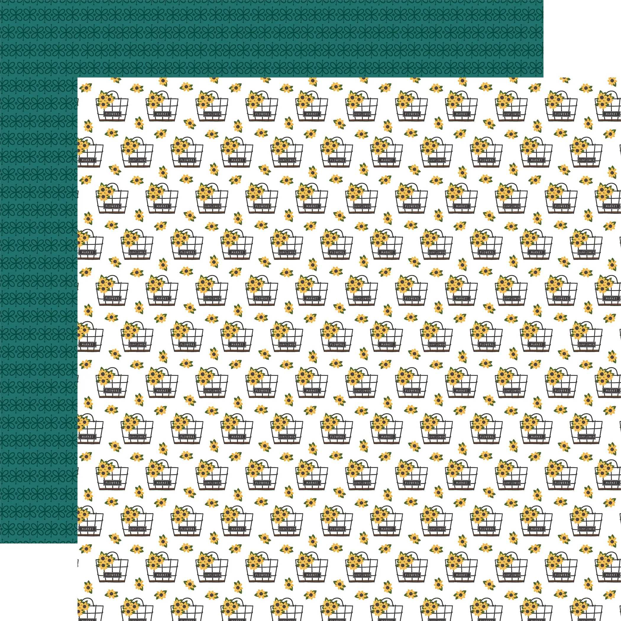 Carta Bella - Sunflower Summer - 12x12 Single Sheet / Flower Baskets