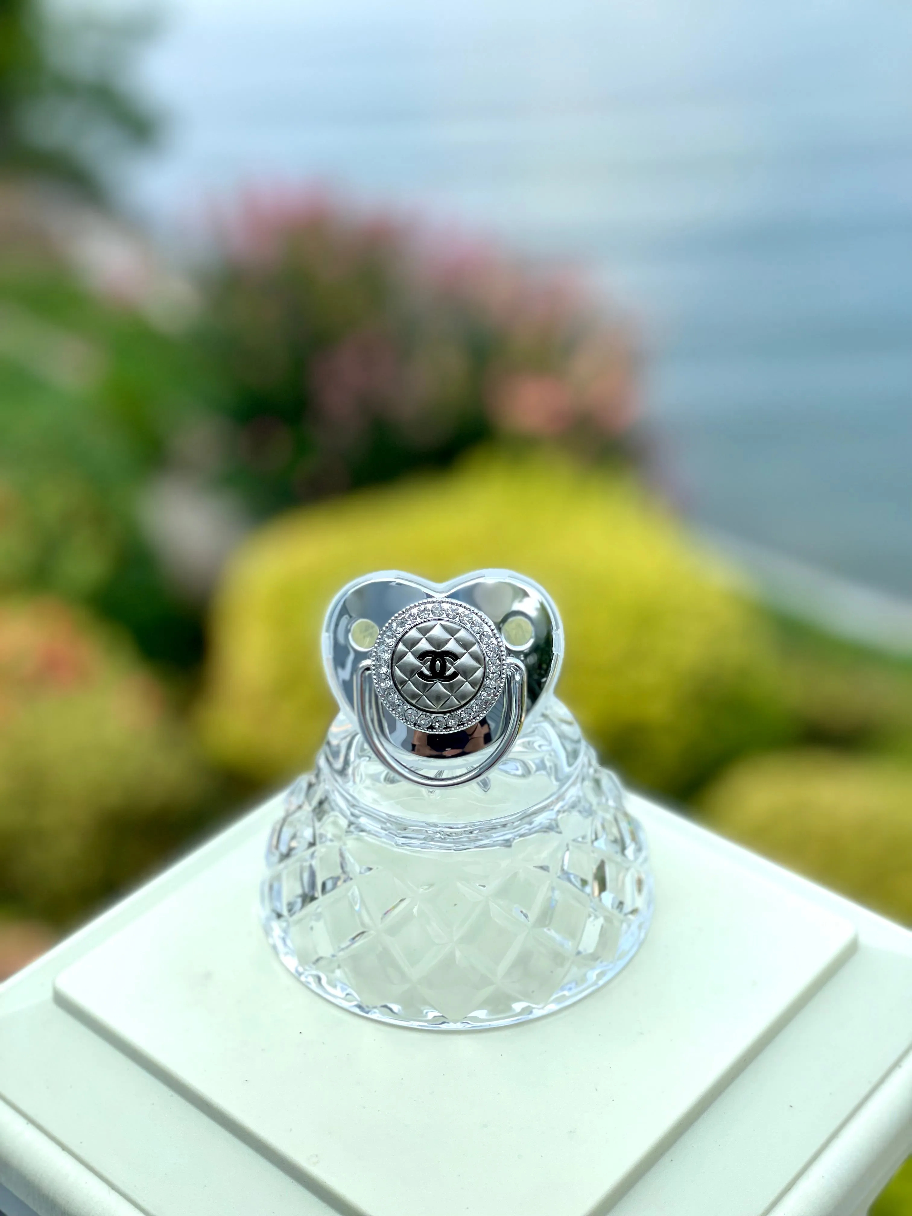 CC Baby Pacifier Quilted- SILVER