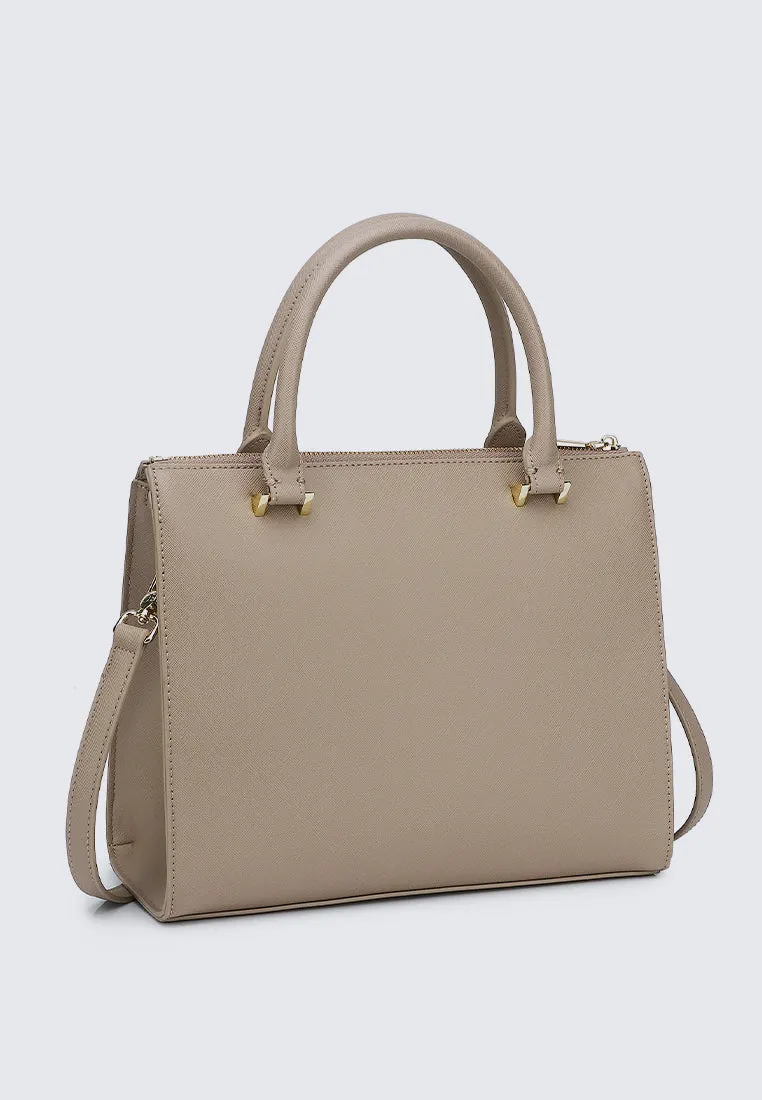 Ceci Double Top Handle Bag (Khaki)
