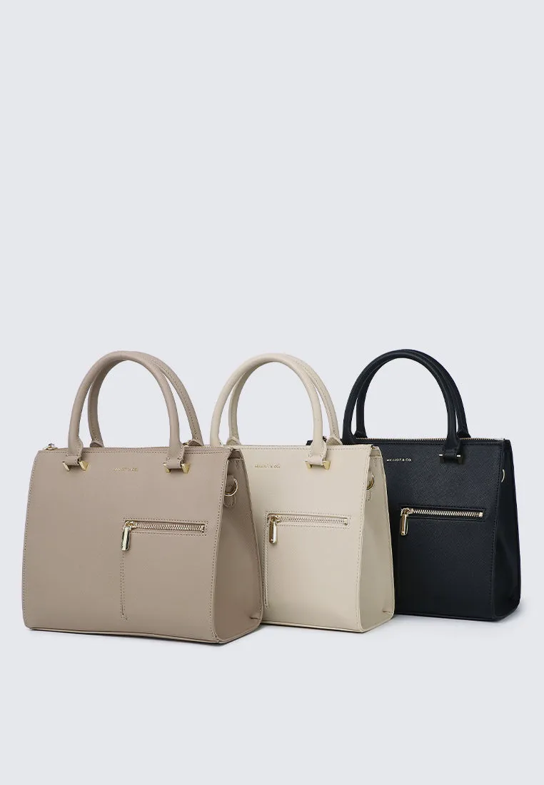 Ceci Double Top Handle Bag (Khaki)