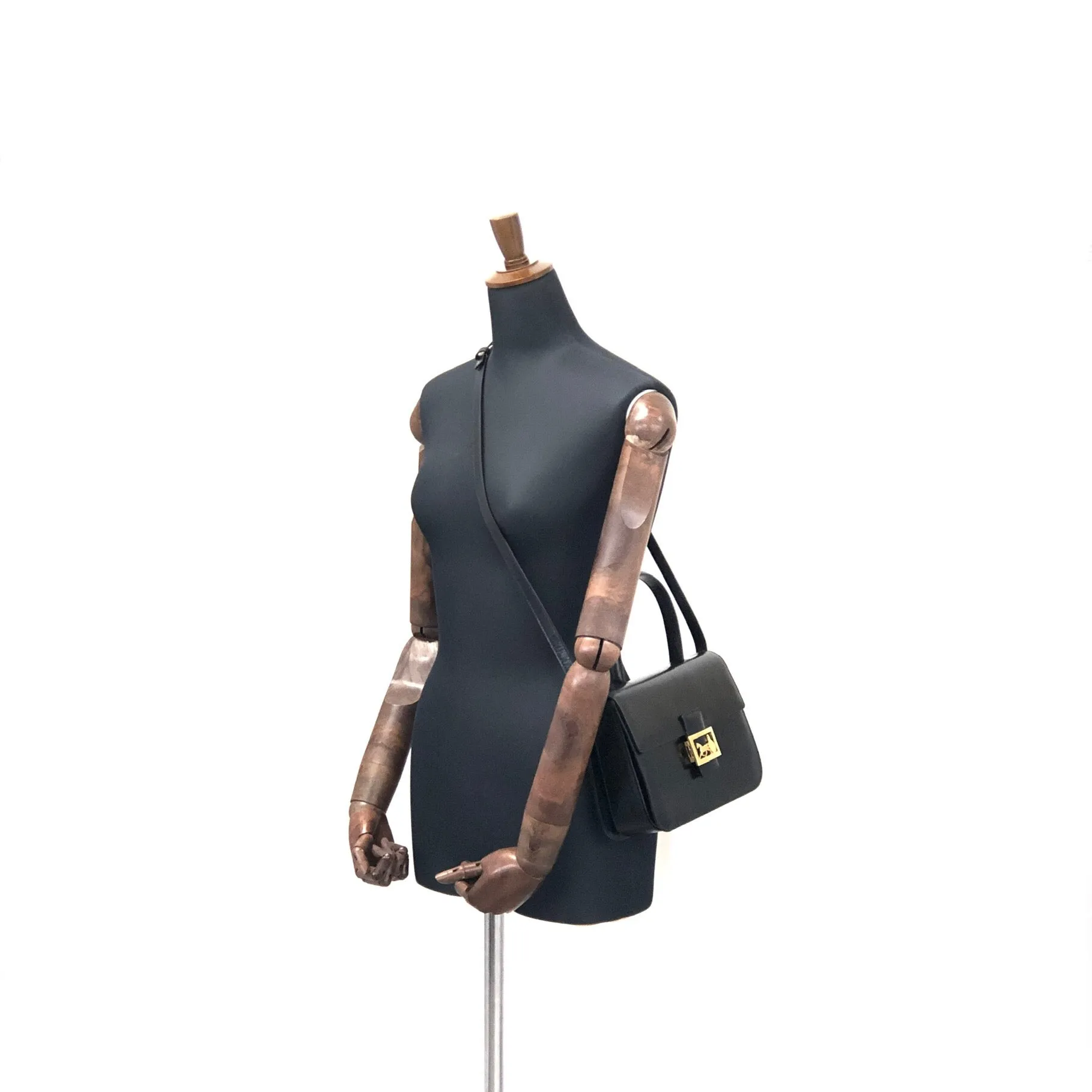 CELINE Horse Carriage Two-way Handbag Crossbody Shoulderbag Black Vintage Old CELINE amcz36