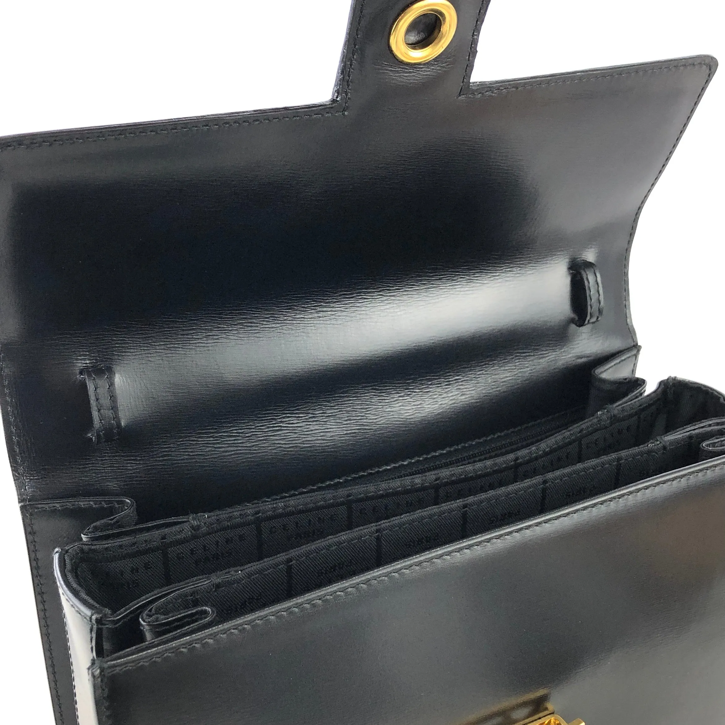 CELINE Horse Carriage Two-way Handbag Crossbody Shoulderbag Black Vintage Old CELINE amcz36