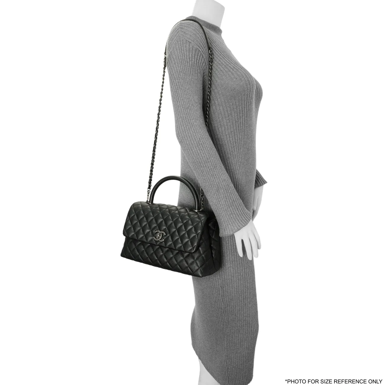 Chanel Black Quilted Caviar Small Coco Handle