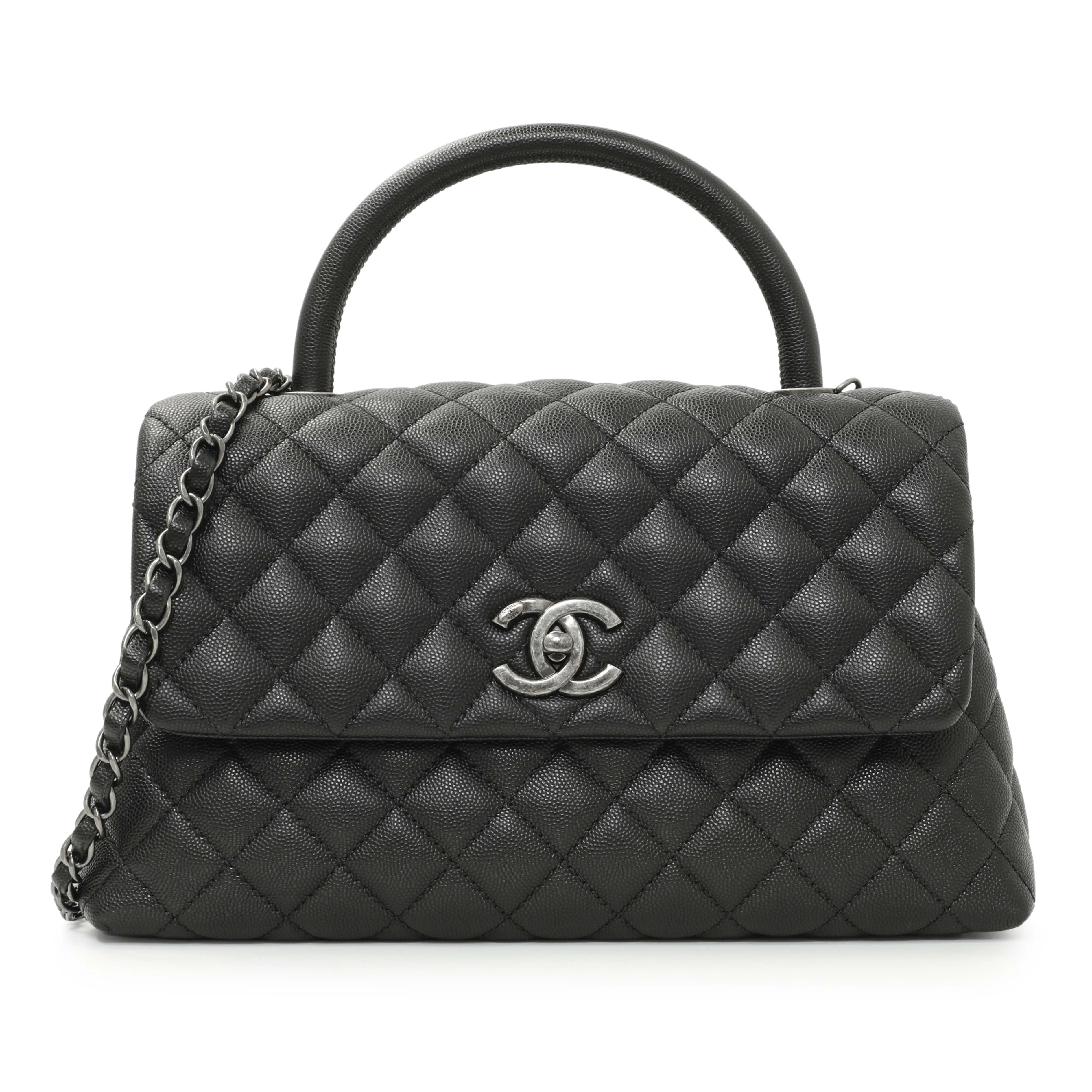 Chanel Black Quilted Caviar Small Coco Handle