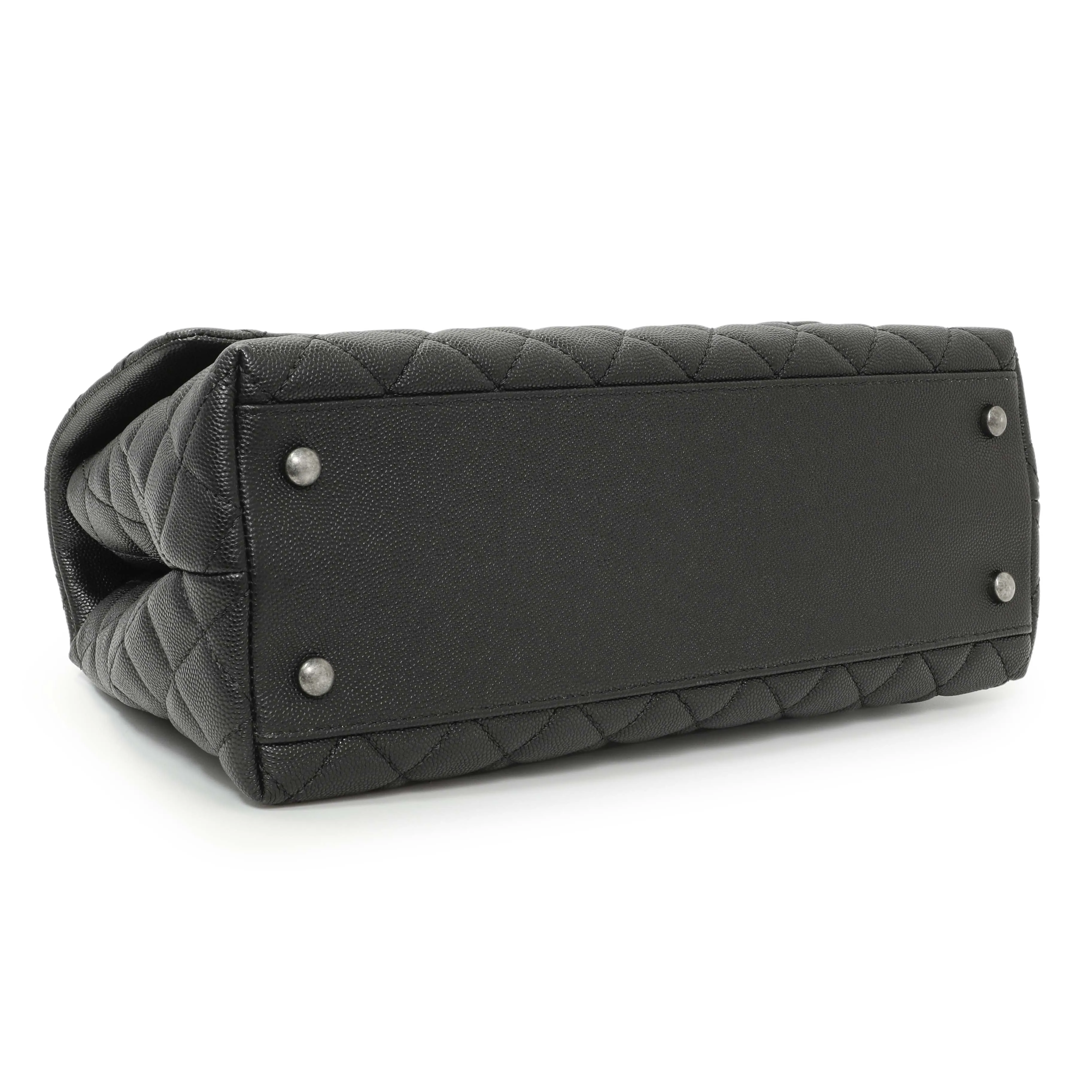 Chanel Black Quilted Caviar Small Coco Handle