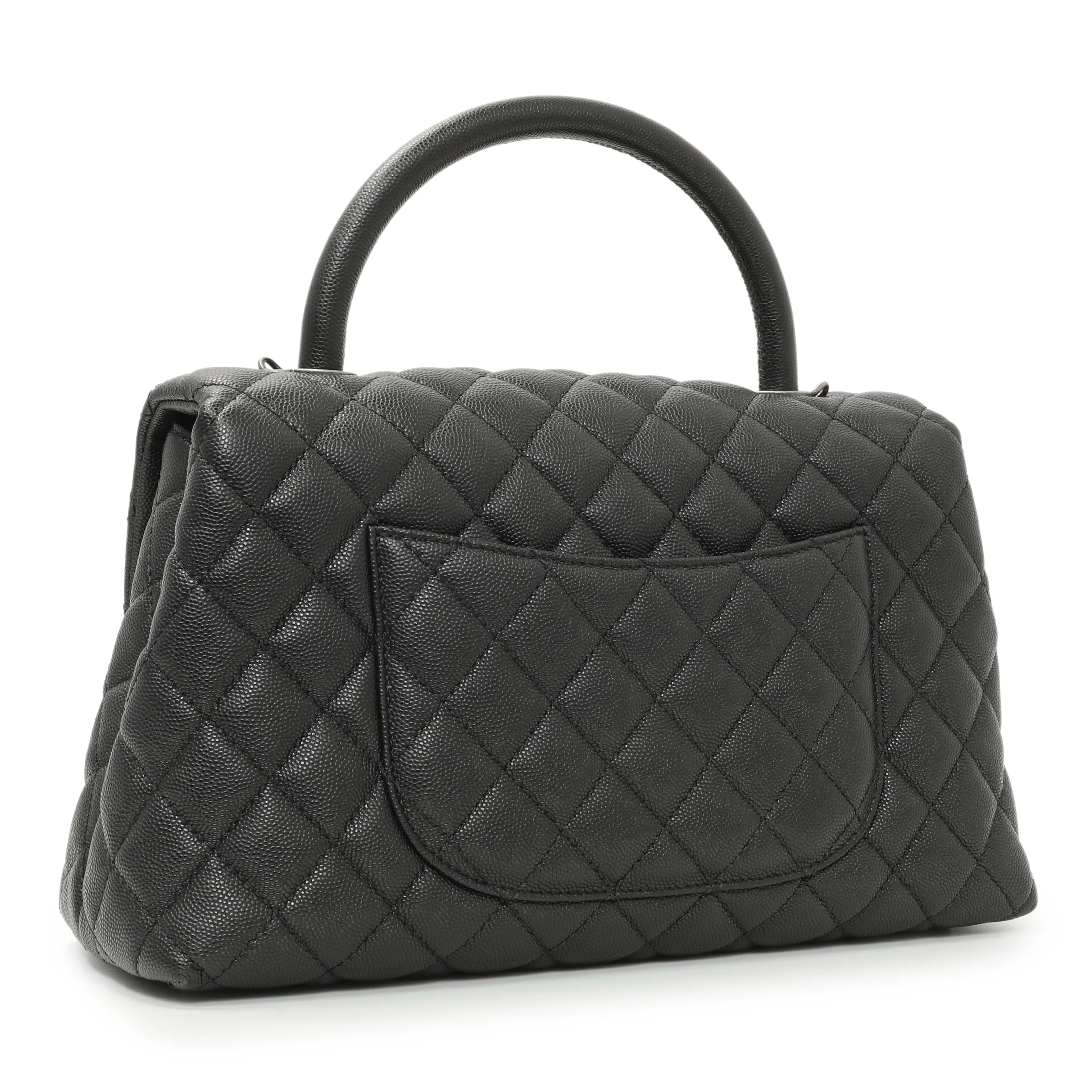 Chanel Black Quilted Caviar Small Coco Handle