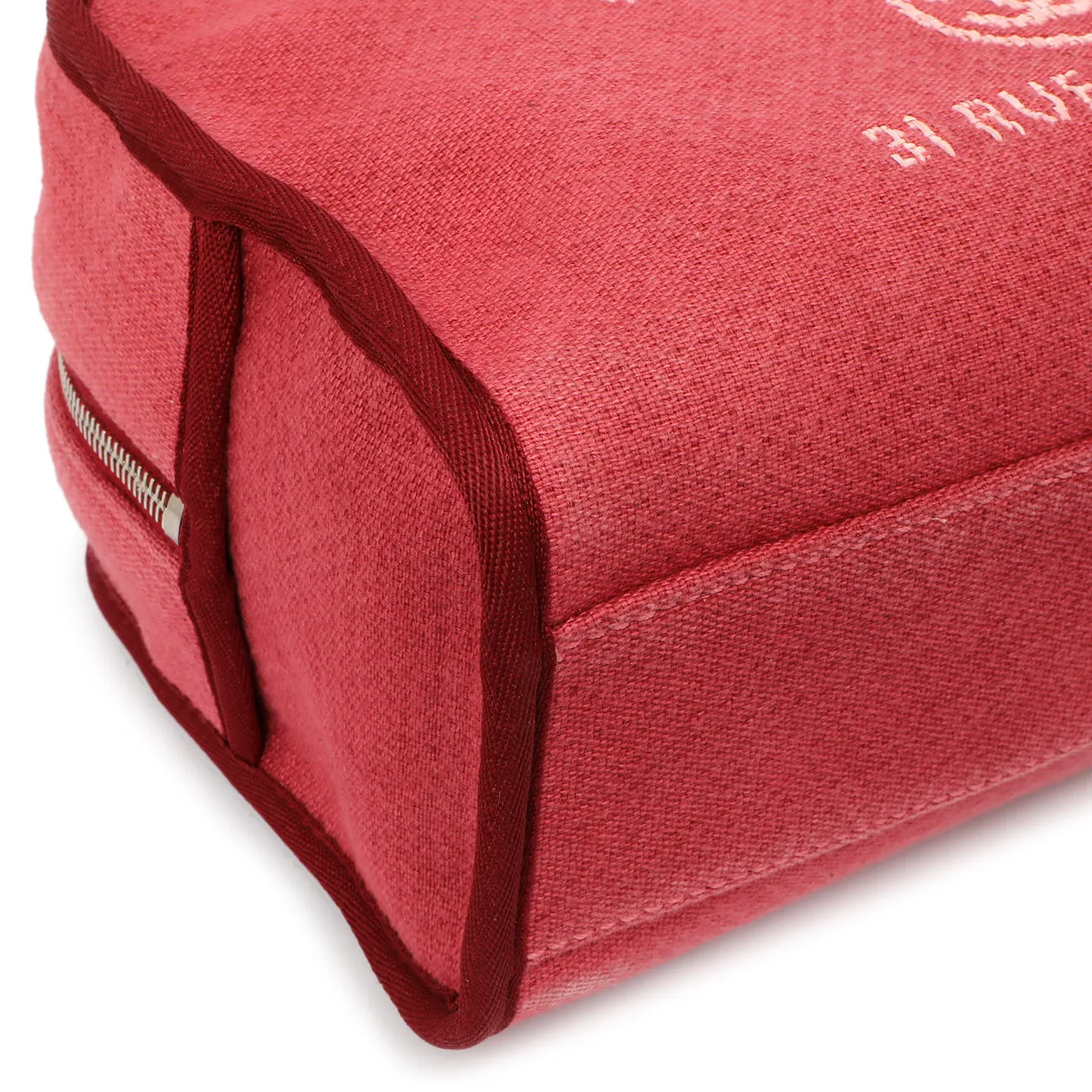 Chanel Red Canvas Deauville Bowling Bag