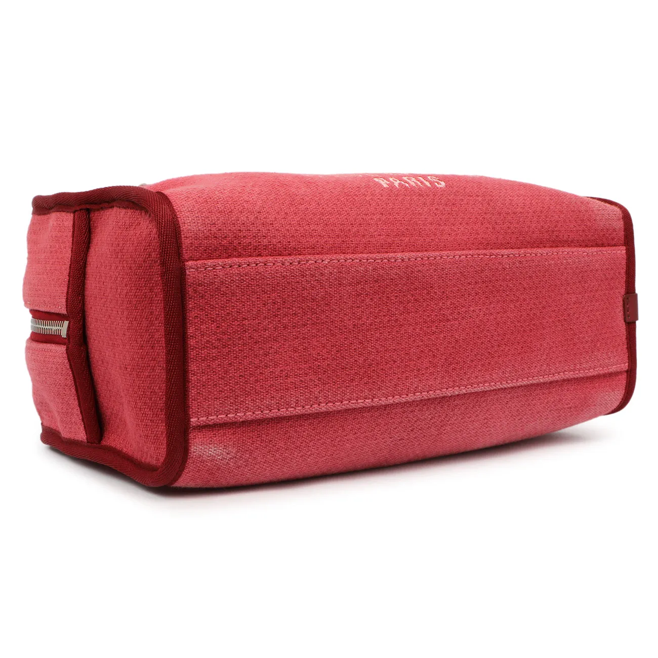 Chanel Red Canvas Deauville Bowling Bag