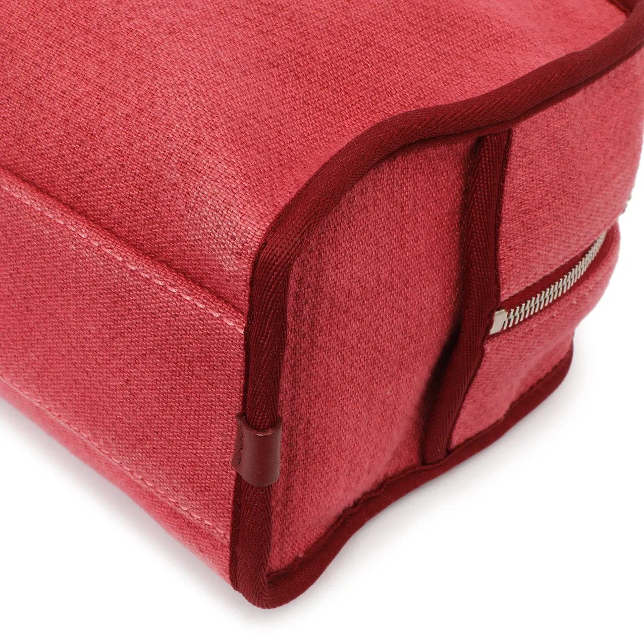 Chanel Red Canvas Deauville Bowling Bag