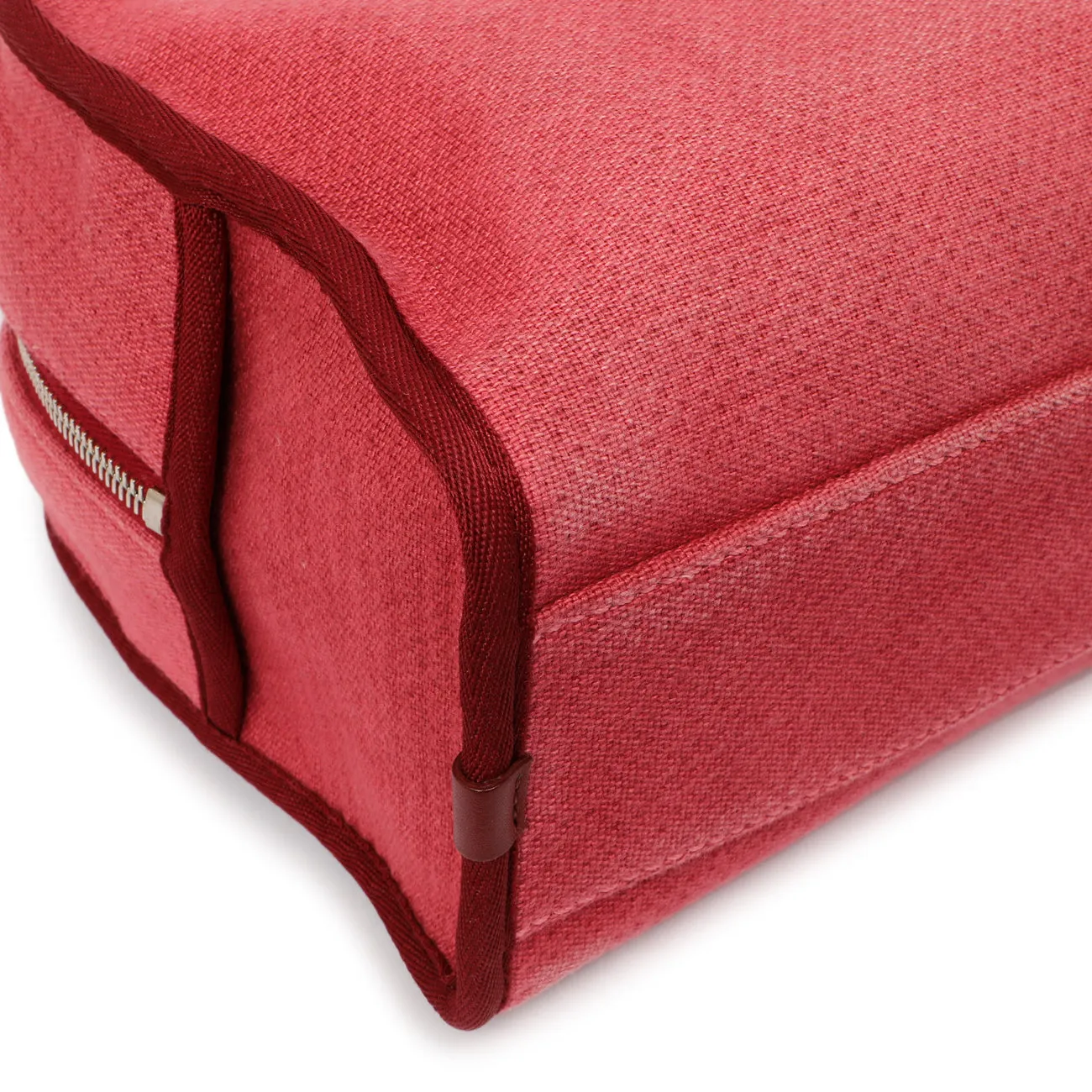 Chanel Red Canvas Deauville Bowling Bag