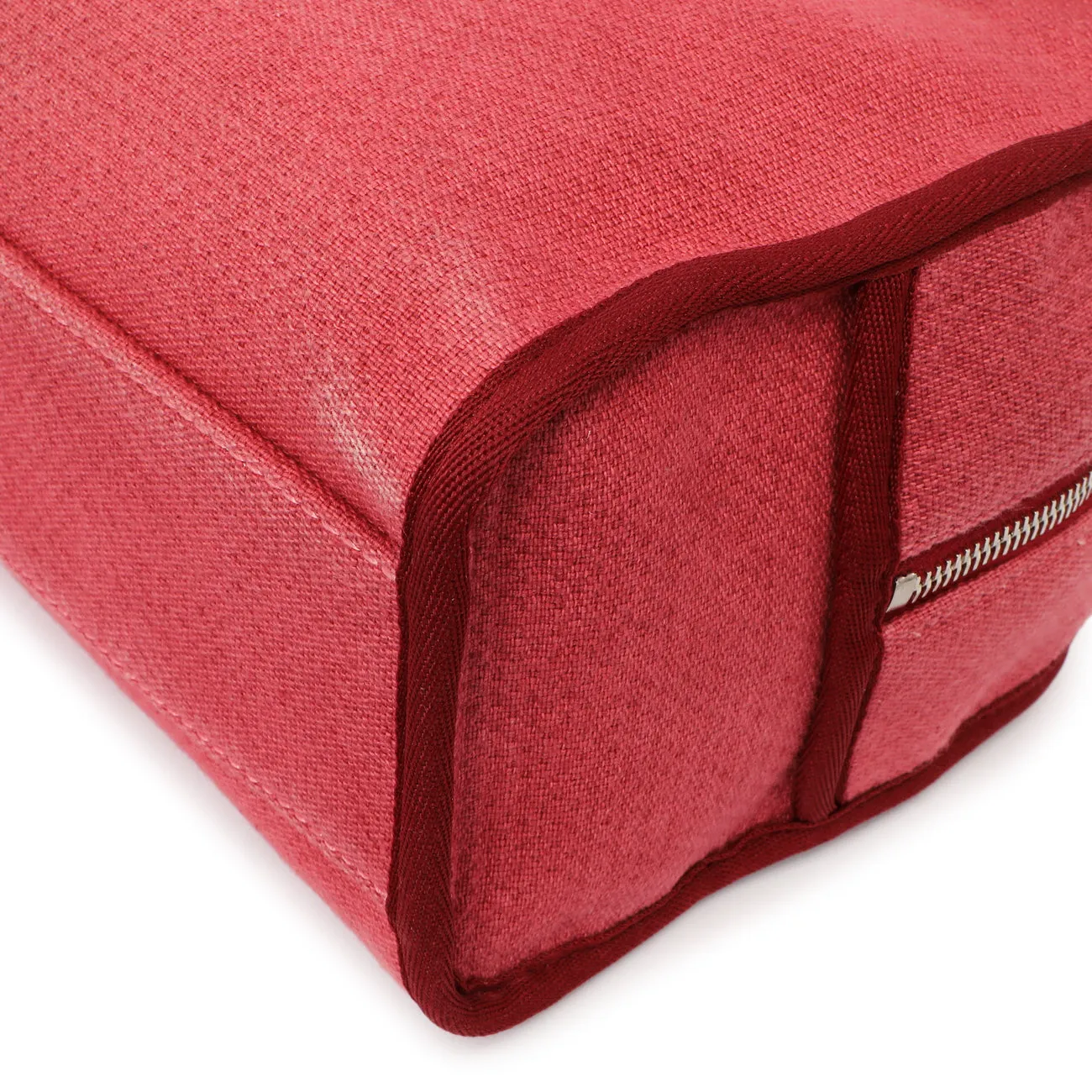 Chanel Red Canvas Deauville Bowling Bag