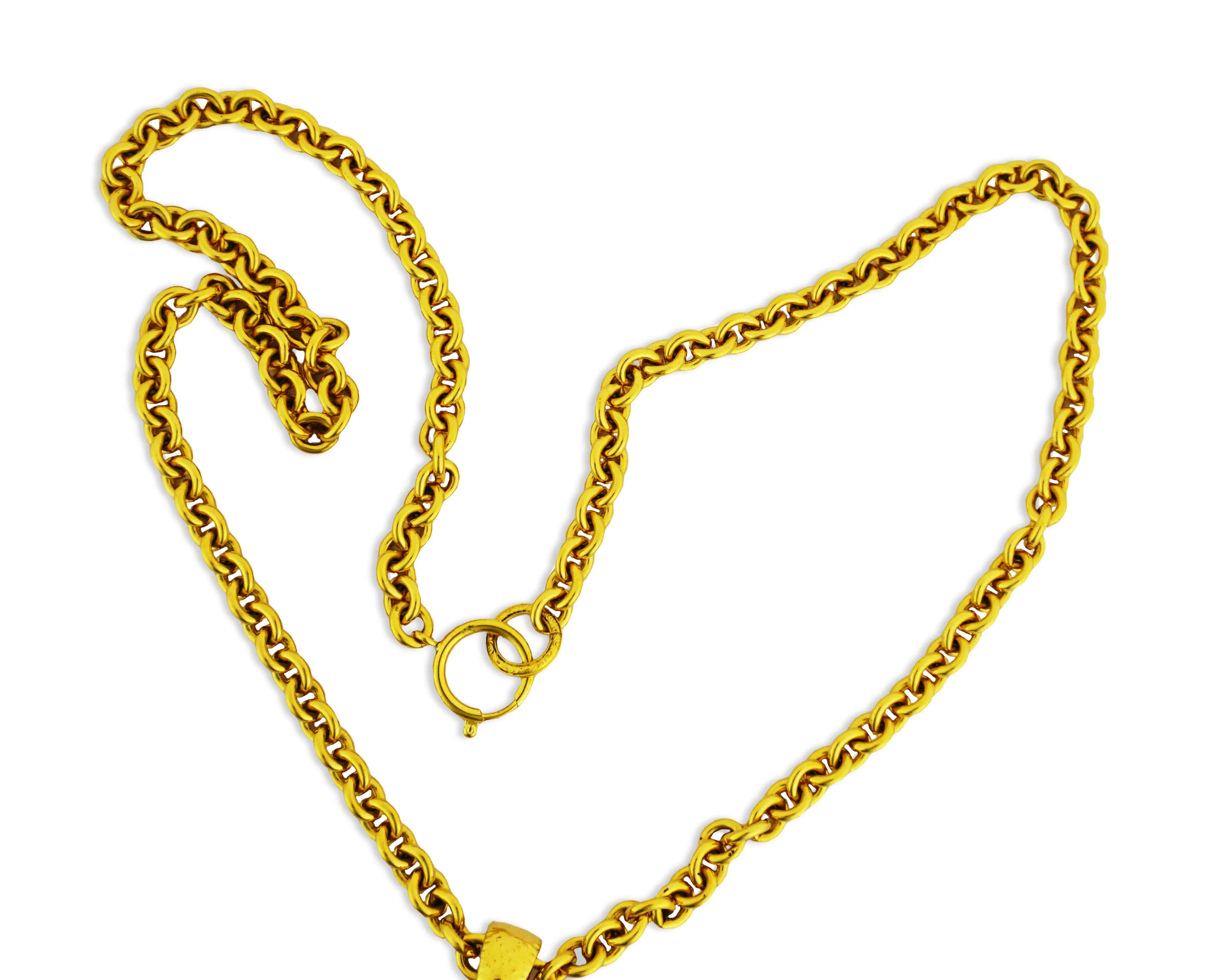 Chanel Vintage Rare XL Quilted Logo Hammered Necklace