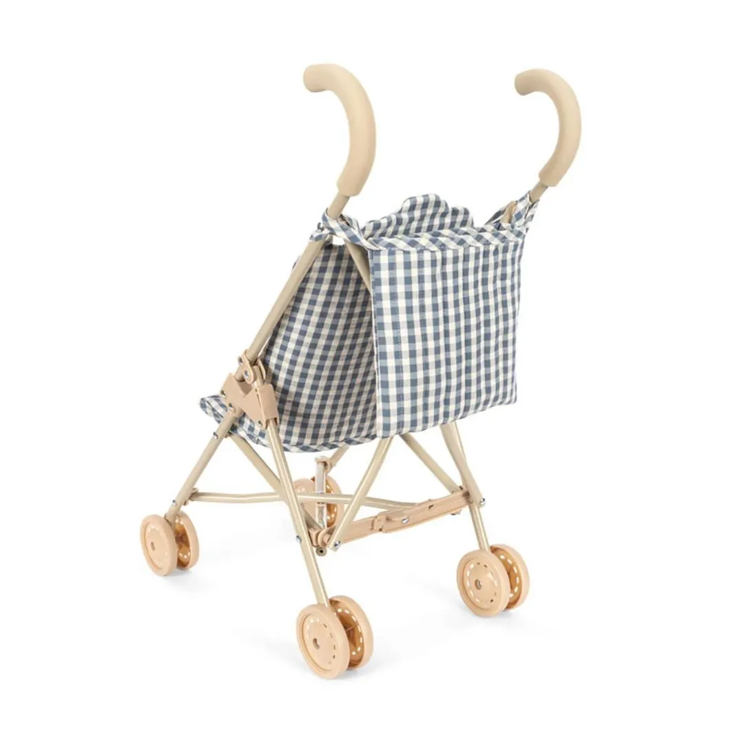 Cheeky Cotton Quilted Dolls Stroller (Blue Check)