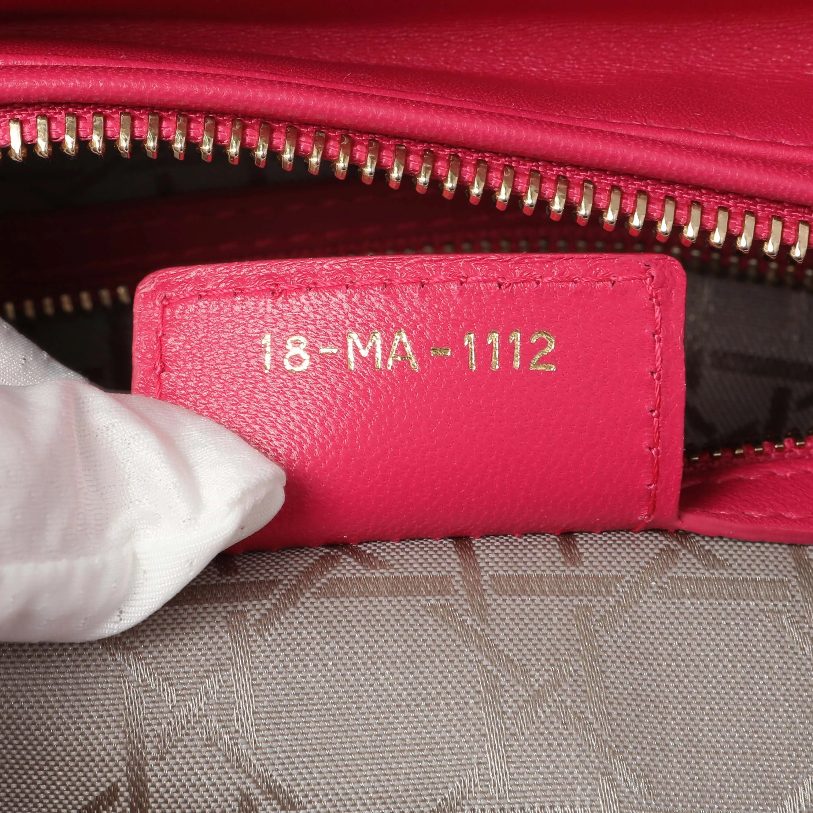 Christian Dior Fuchsia Lambskin Cannage Large Lady Dior