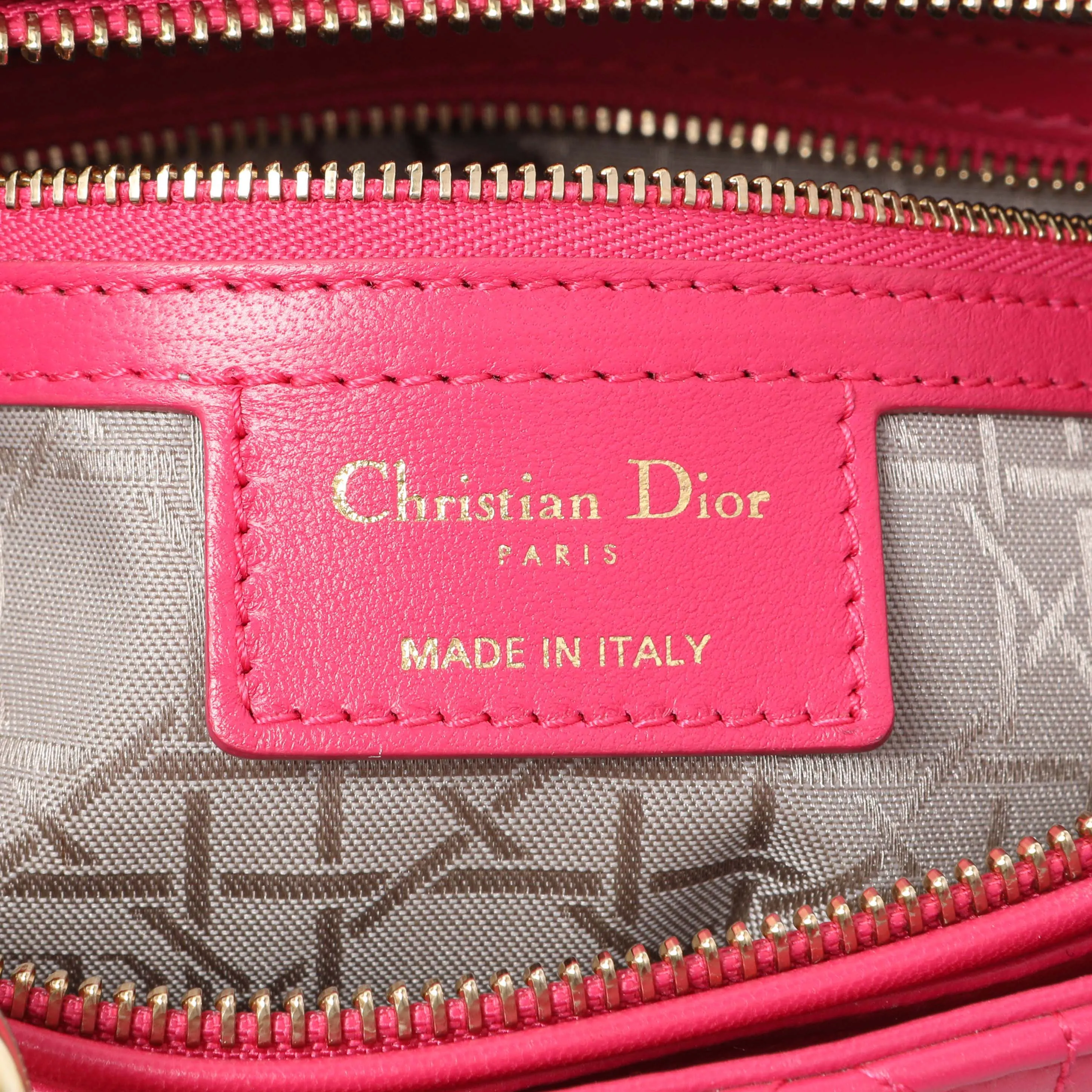 Christian Dior Fuchsia Lambskin Cannage Large Lady Dior