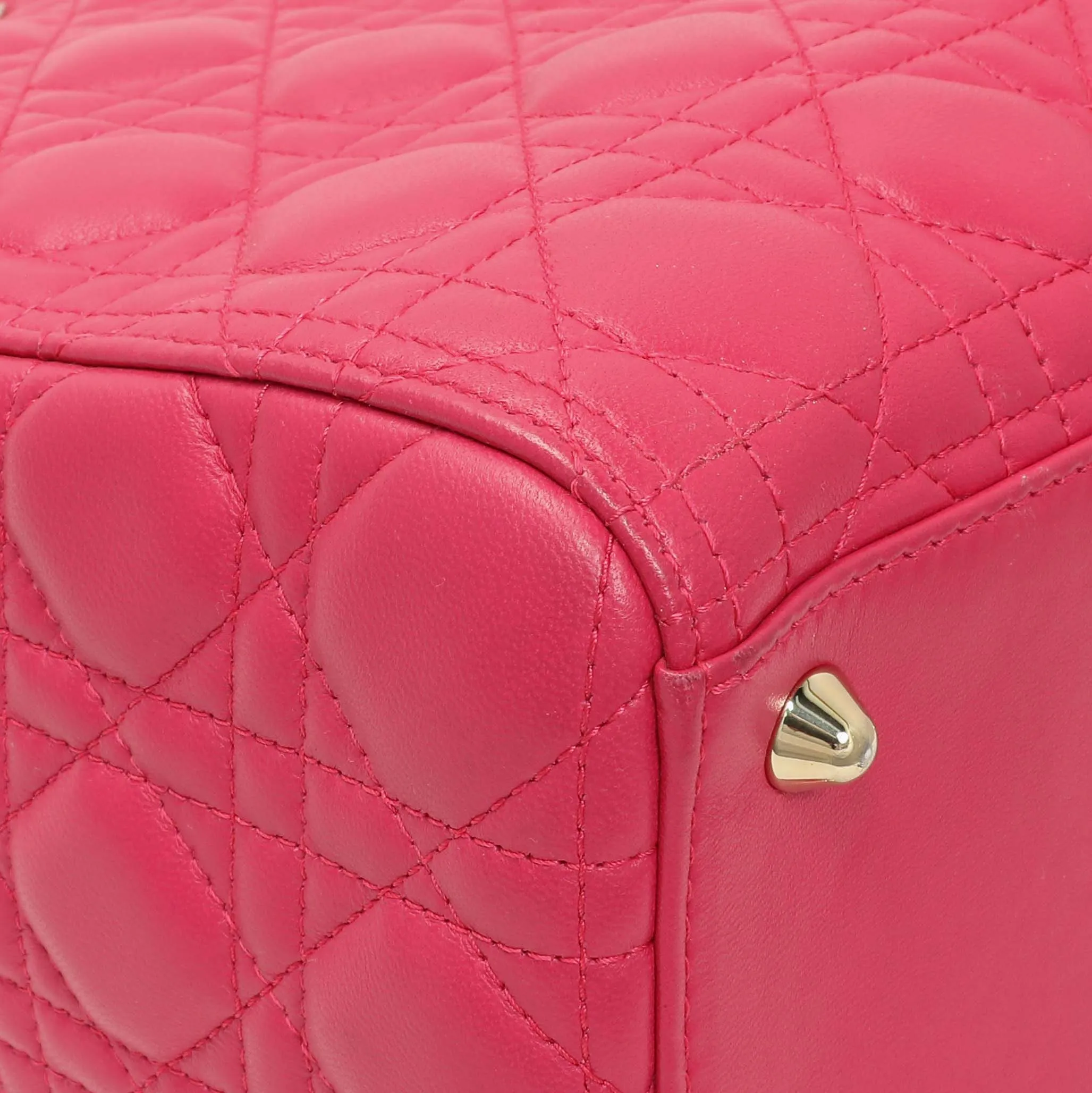 Christian Dior Fuchsia Lambskin Cannage Large Lady Dior