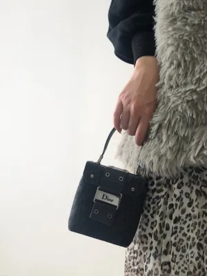 Christian Dior Trotter Jacquard Small Handbag Vanity bag Black Vintage 6jieew