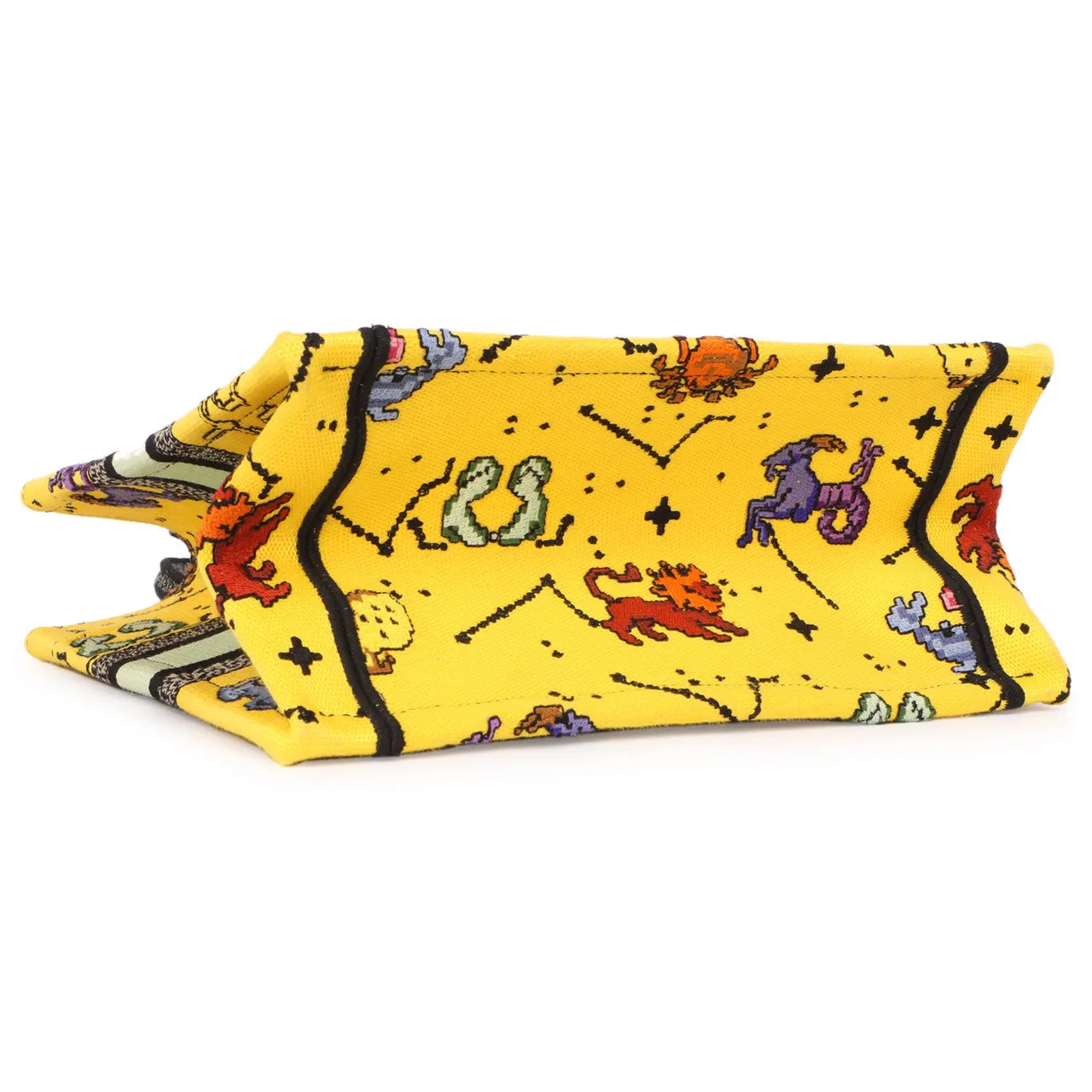 Christian Dior Yellow Embroidered Pixel Zodiac Small Book Tote