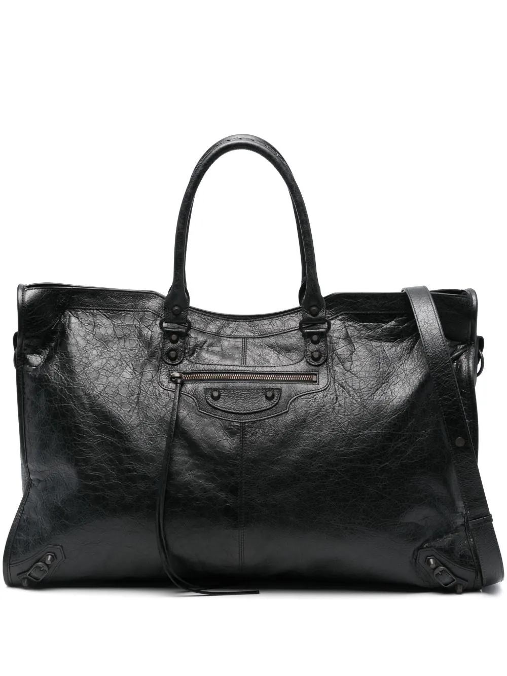City travel leather tote bag