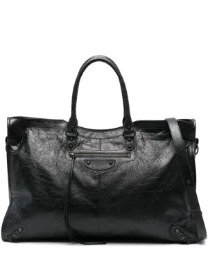 City travel leather tote bag