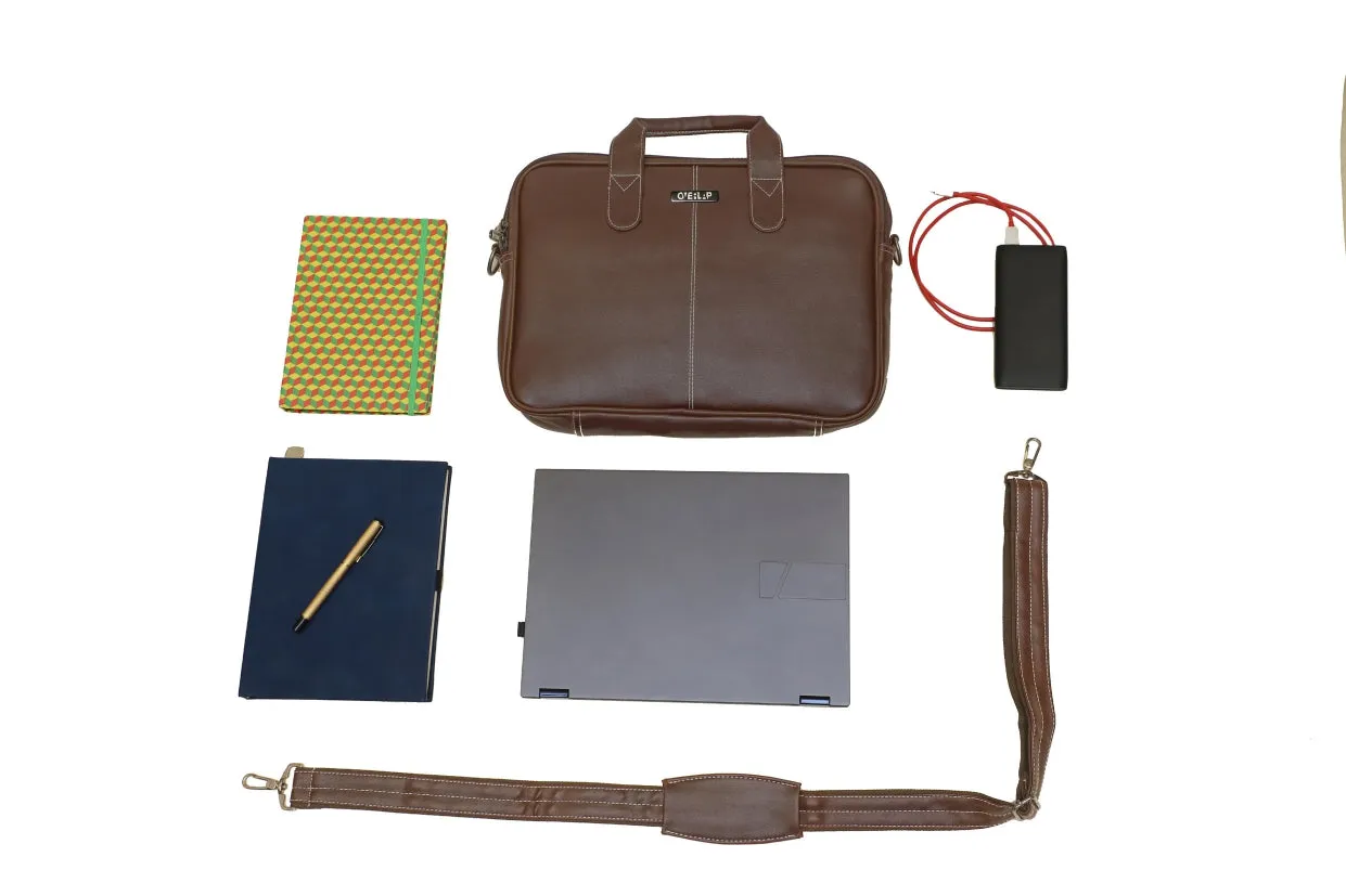 Classic Genuine Leather Laptop Bag - Timeless Elegance for Professionals