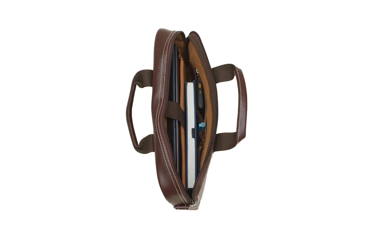 Classic Genuine Leather Laptop Bag - Timeless Elegance for Professionals