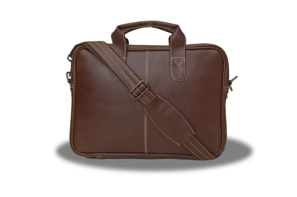 Classic Genuine Leather Laptop Bag - Timeless Elegance for Professionals