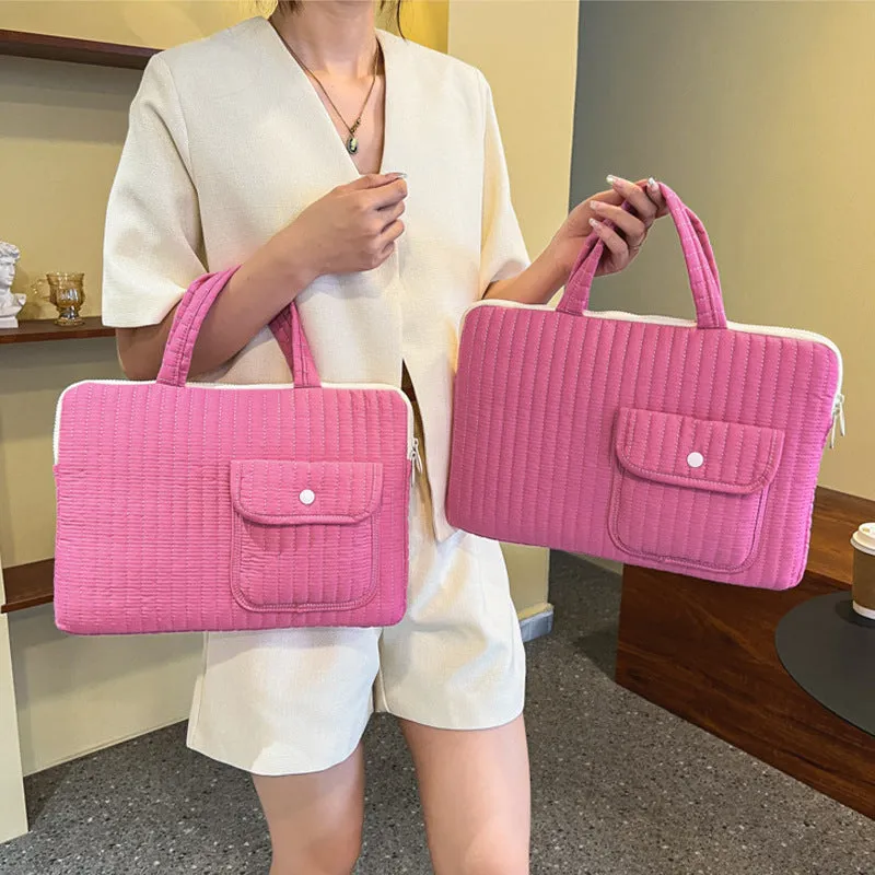 Classic Minimalist Sweet Pure Color Handle iPad Laptop Bag, 11/13 inchiPad Sleeve, iPad Bag