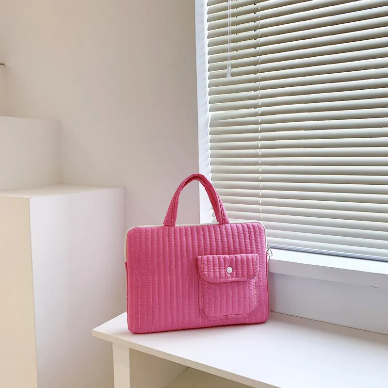 Classic Minimalist Sweet Pure Color Handle iPad Laptop Bag, 11/13 inchiPad Sleeve, iPad Bag