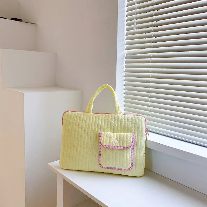 Classic Minimalist Sweet Pure Color Handle iPad Laptop Bag, 11/13 inchiPad Sleeve, iPad Bag