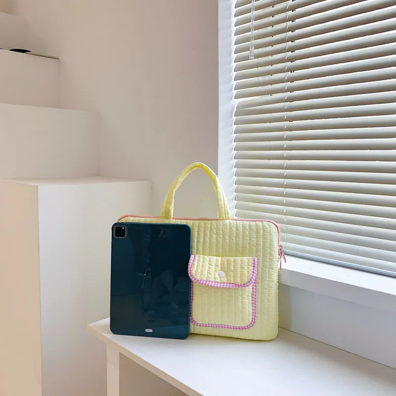 Classic Minimalist Sweet Pure Color Handle iPad Laptop Bag, 11/13 inchiPad Sleeve, iPad Bag