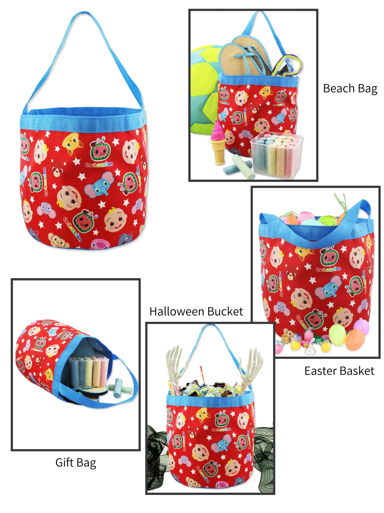 Cocomelon Collapsible Nylon Basket Tote Bag